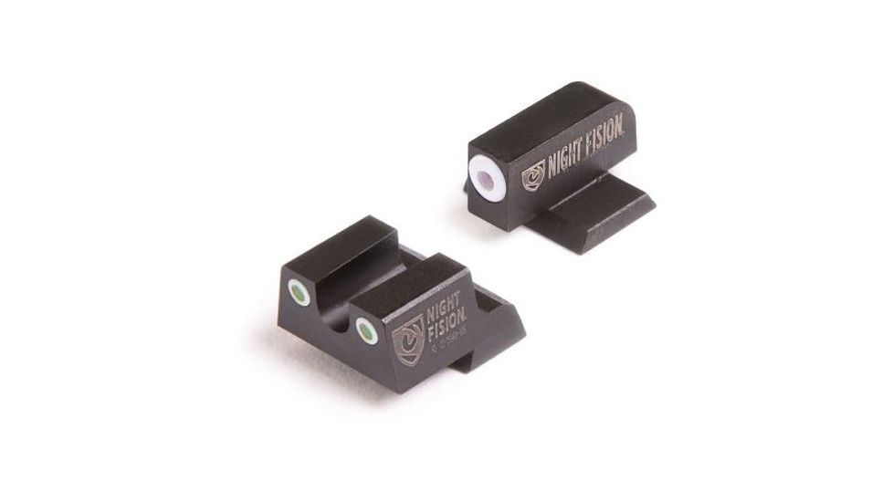 Night Fision Perfect Dot Suppressor Height Night Sight Set w/Front, Square Rear, White Front w/Green Tritium, White Rear w/Green Tr, Canik Suppressor Height TP9SF ELITE/TP9SF/TP9, CNK-028-003-WGWG