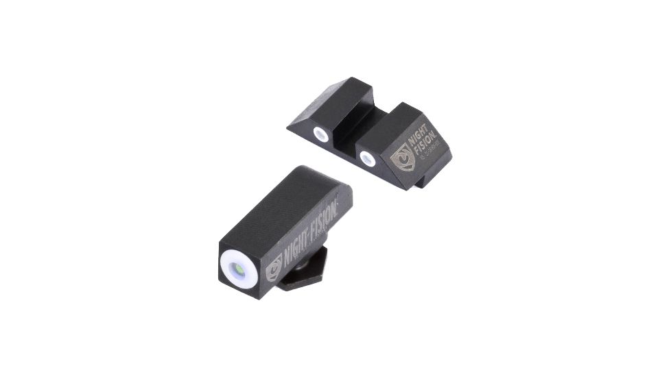 Night Fision Perfect Dot Suppressor Height Night Sight Set w/Front, Square Rear, White w/Green Tritium, Glock 17/17L/19-41, GLK-004-003-WGWG
