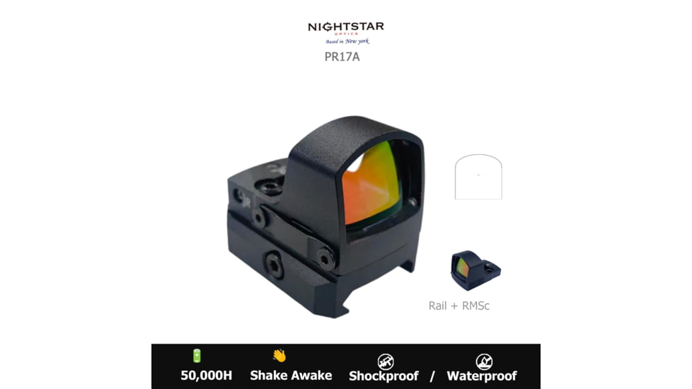 NightStar PR17A Ultra-Thin Shake Awake Side Load 1x17mm Reflex Red Dot Sight