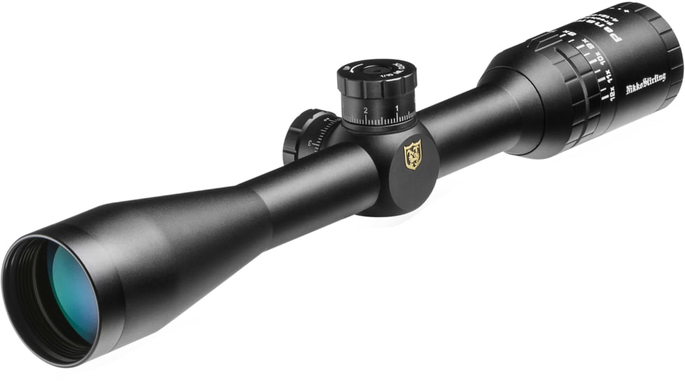 Nikko Stirling Panamax Precision 4-12x40mm, 1in Tube Rifle Scope, HMD Reticle, 1/10 MIL, Matte Black, NPP41240