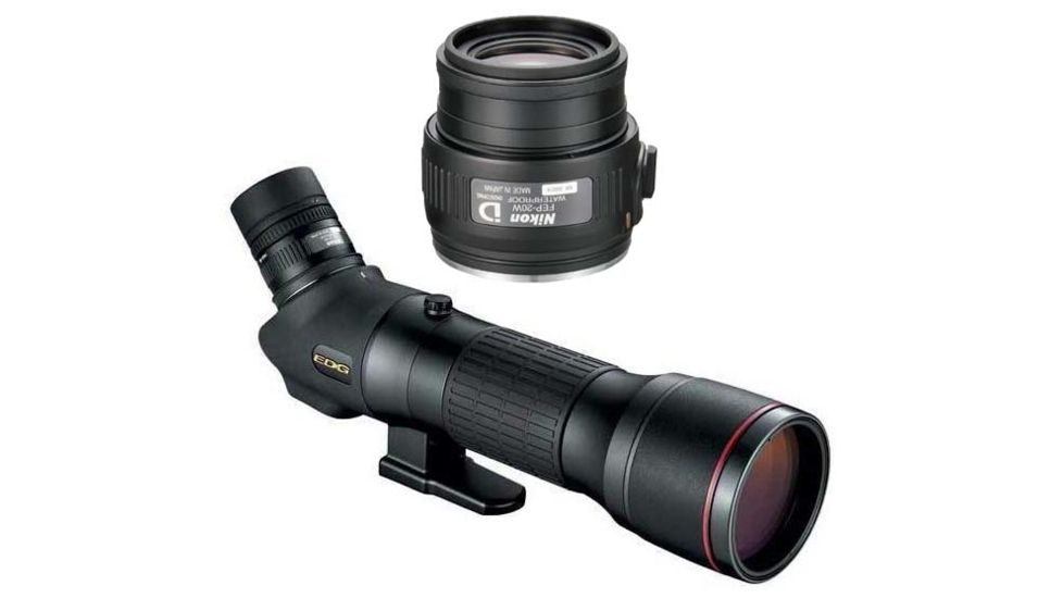 Nikon 85mm EDG Fieldscope Spotting Scope w/20-60x Zoom Eyepiece, Angled 8293 w/20x Wide EDG Fieldscope Eyepiece, 8295
