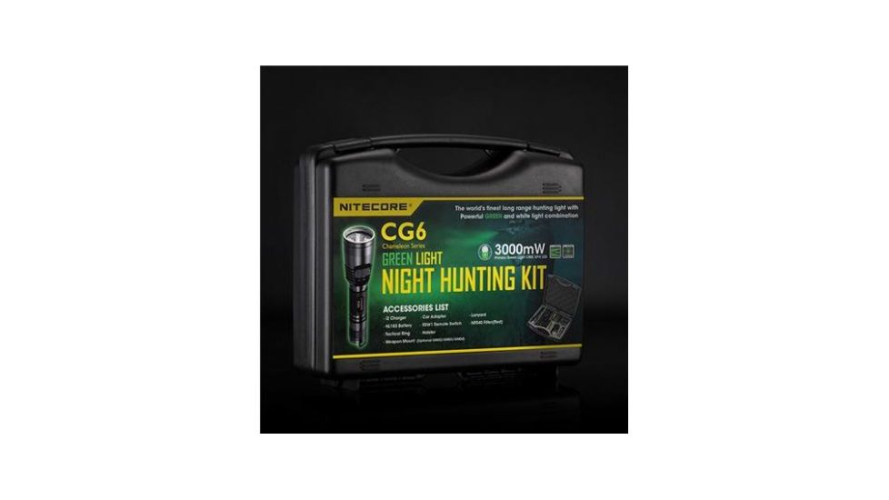 Nitecore CG6 Night Hunting 440 Lumen Flashlight Kit w/ Pressure Switch,i2 Charger,Adapter, NL183 18650 Li-Ion Battery,GM02 Mount NITECORE-CG6-HUNTING-KIT