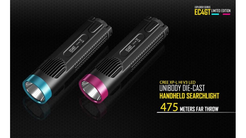Nitecore EC4GT Flashlight CREE XP-L HI V3 LED, 1000 Lumens, Black/Blue NITECORE-EC4GT-BLUE