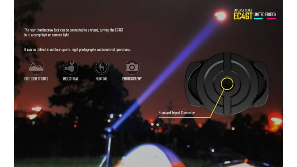 Nitecore EC4GT Flashlight CREE XP-L HI V3 LED, 1000 Lumens, Black/Blue NITECORE-EC4GT-BLUE