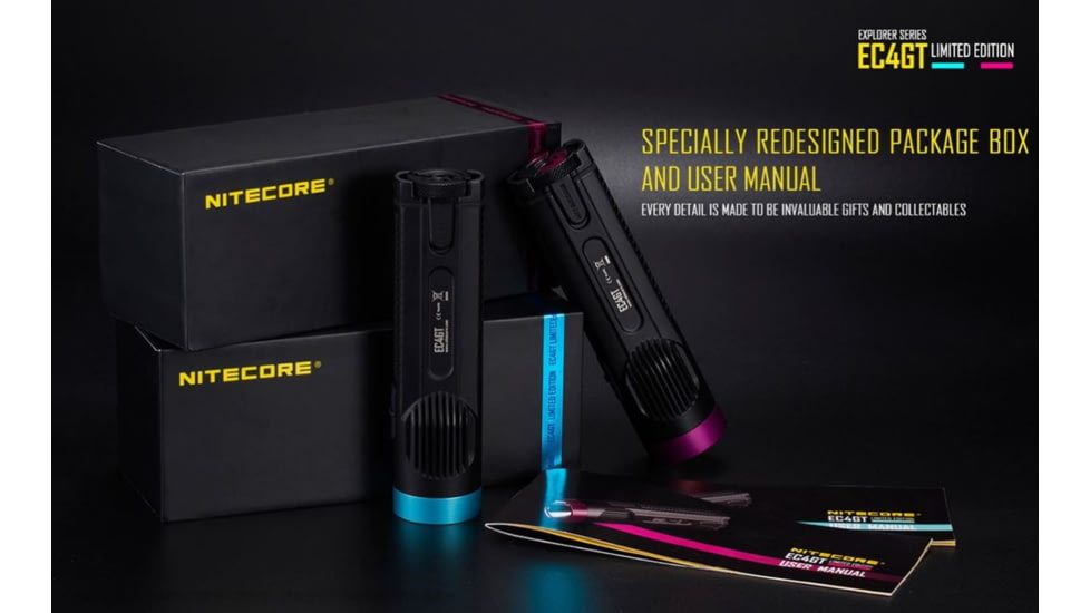 Nitecore EC4GT Flashlight CREE XP-L HI V3 LED, 1000 Lumens, Black/Blue NITECORE-EC4GT-BLUE