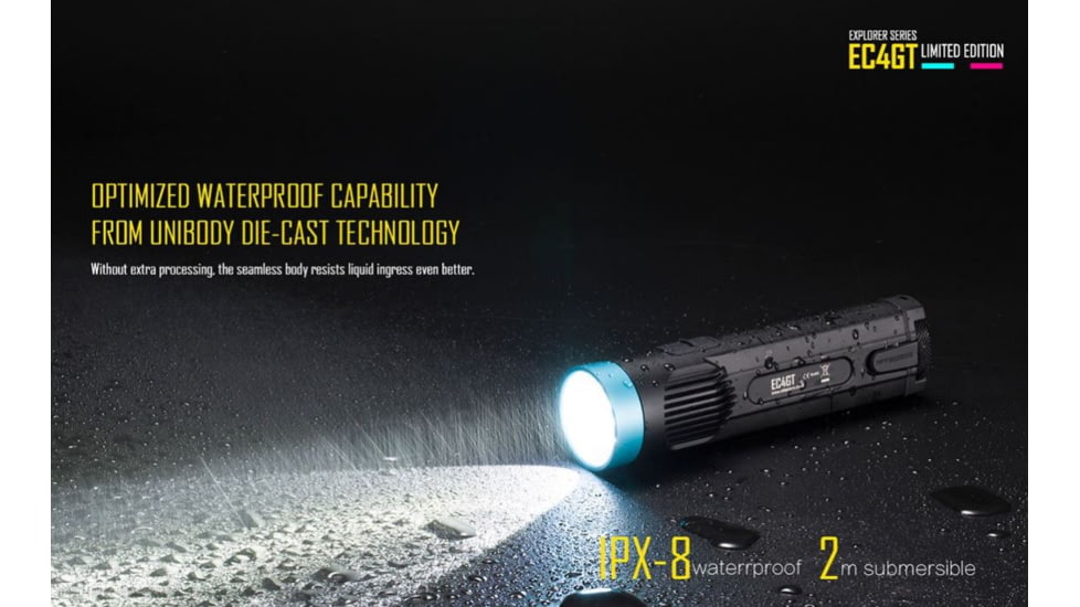 Nitecore EC4GT Flashlight CREE XP-L HI V3 LED, 1000 Lumens, Black/Blue NITECORE-EC4GT-BLUE
