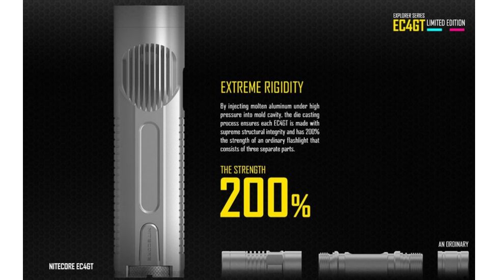 Nitecore EC4GT Flashlight CREE XP-L HI V3 LED, 1000 Lumens, Black/Blue NITECORE-EC4GT-BLUE