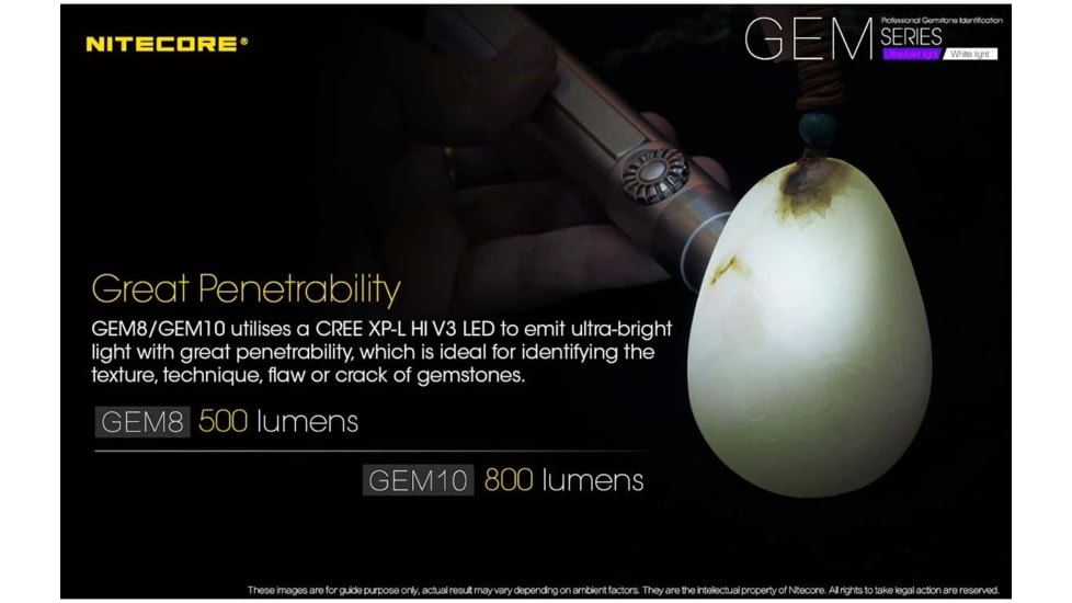 Nitecore GEM10 1 x 18650/ 2 x CR123A/ RCR123A CREE XP-L HI V3 LED Jeweler Flashlight, 800 Lumens, Silver, GEM-10