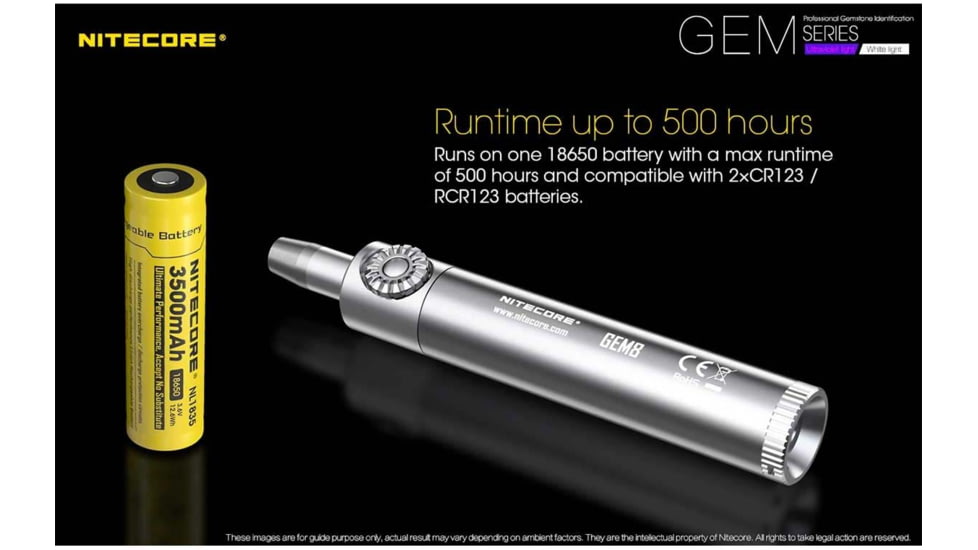 Nitecore GEM10 1 x 18650/ 2 x CR123A/ RCR123A CREE XP-L HI V3 LED Jeweler Flashlight, 800 Lumens, Silver, GEM-10