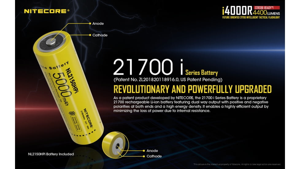 Nitecore i4000R 4400 Lumen USB-C Rechargeable LED Flashlight, Black, 6952506405848