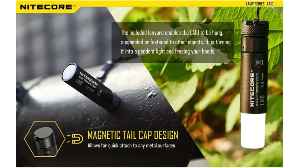 Nitecore LA10 135 Lumen Compact Lightweight Camping Lantern, Black, 6952506402397