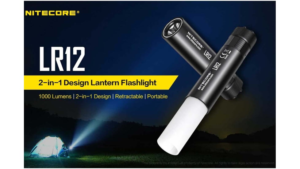 Nitecore LR12 1 x 18650/ 2 x CR123A/ RCR123A CREE XP-L HD V6 LED Lantern Flashlight, 1000 Lumens, Black, LR12