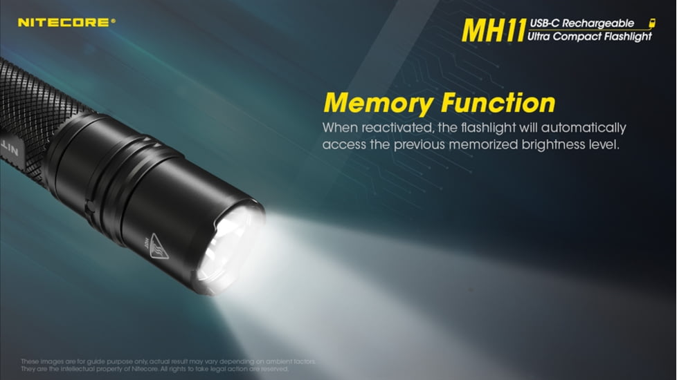 Nitecore MH11 1000 Lumen USB-C Rechargeable Flashlight, Black, 6952506406630