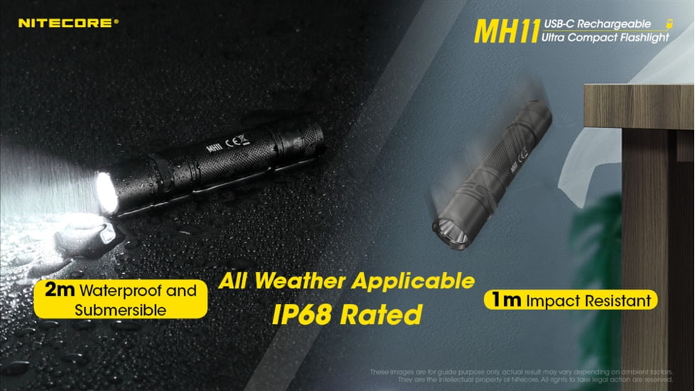 Nitecore MH11 1000 Lumen USB-C Rechargeable Flashlight, Black, 6952506406630