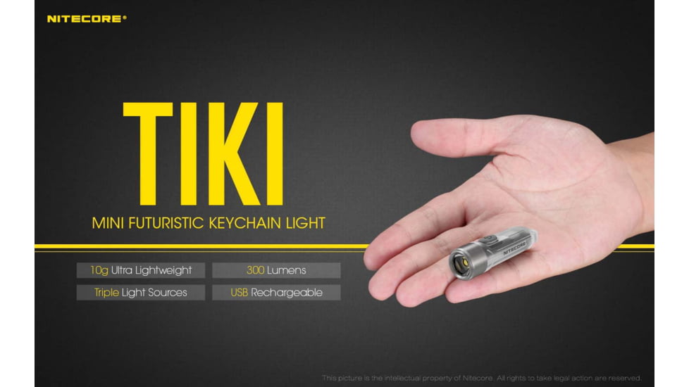 Nitecore MH12S 1800 Lumen Rechargeable Flashlight with a TIKI UV Keychain Light, Black, 6952506406999
