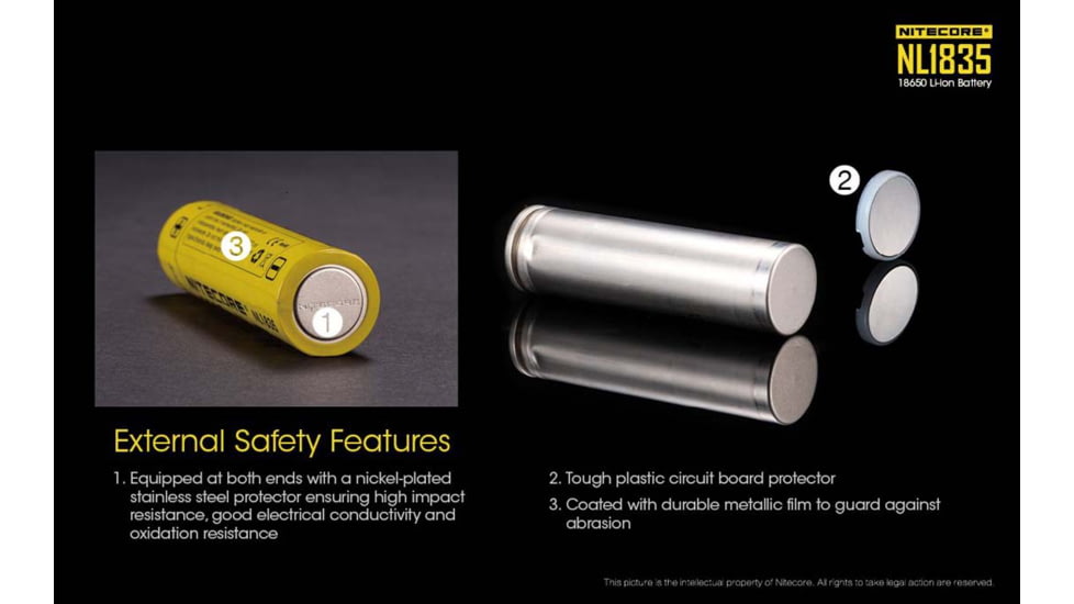 Nitecore NL1835 3500mAh Rechargeable 18650 Battery, Yellow, 6952506491469