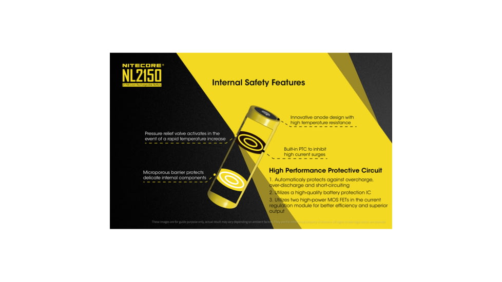 Nitecore NL2150HP 21700 5000mAh 15A High Discharge Rechargeable Li-ion Battery, Yellow, 6952506405831