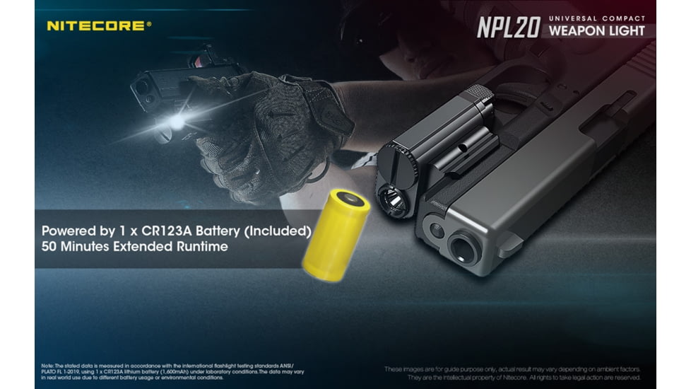 Nitecore NPL20 Compact Rail Mount FlashLight, Black, 6952506404131