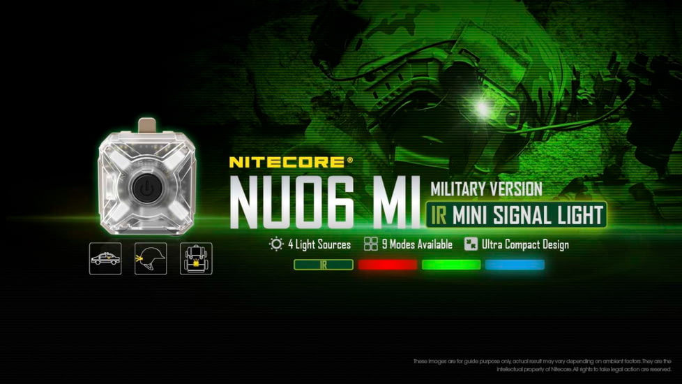 Nitecore NU06 MI Red Green Blue IR Signal and Safety Light, Black, 6952506407248