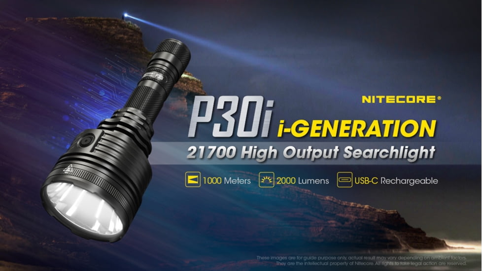 Nitecore P30i 2000 Lumen 1093 Yard Long Throw Flashlight Hunting Kit, Black, 6952506466269