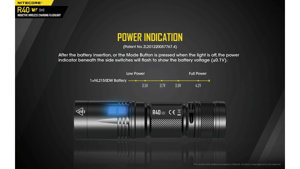 Nitecore R40 v2 1200 Lumen Rechargeable Flashlight Kit, Black, 6952506405992