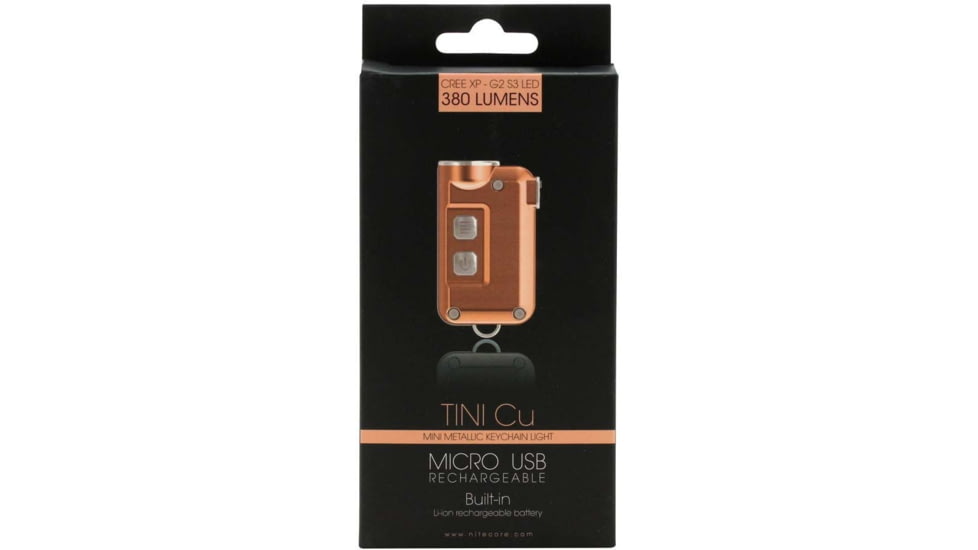 Nitecore TINI-Cu 1 x Li-ion Battery Pack CREE XP-G2 S3 LED USB-Rechargeable Key Flashlight, 380 Lumens, Copper, TINI-CU