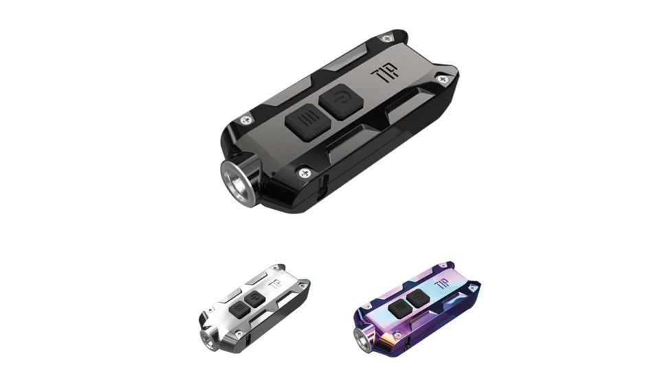 Nitecore TIP SS USB Rechargeable Stainless Steel Key CREE LED Light, Black, Glacier, Tropical