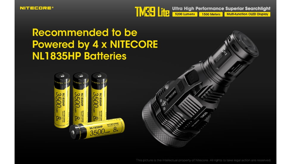 Nitecore TM39 Lite 5200 Lumen 1640 Yard Long Throw Flashlight, Black, 6952506405909