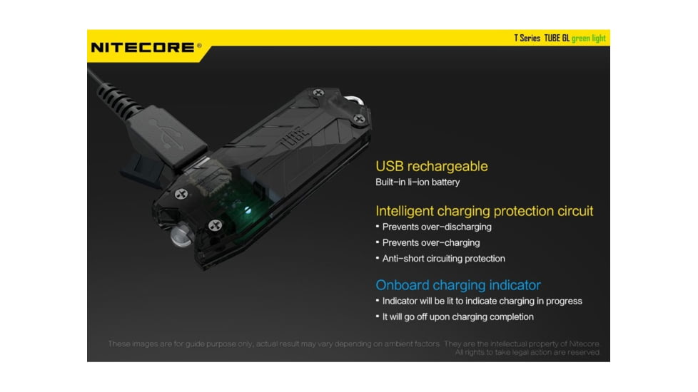 Nitecore TUBE 1 x Built0In Li-ion Battery Pack 500mW Red LED USB-Rechargeable Tactical Keylight, 25 Lumens, Black, TUBE-GL