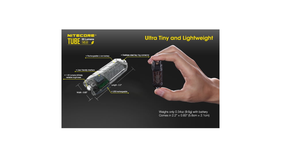 Nitecore TUBE v2.0 55 Lumen USB Rechargeable Keychain Flashlight, Blue, 6952506405367