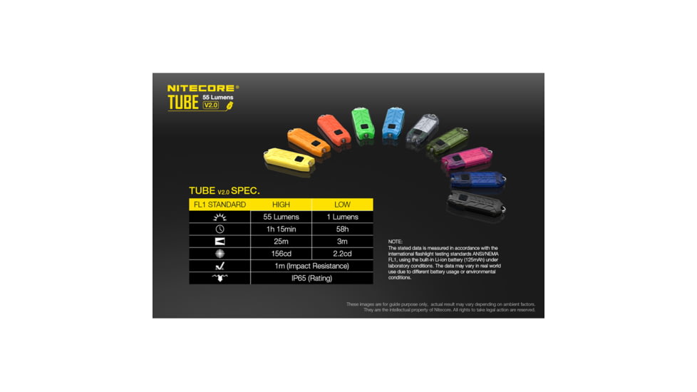 Nitecore TUBE v2.0 55 Lumen USB Rechargeable Keychain Flashlight, Blue, 6952506405367
