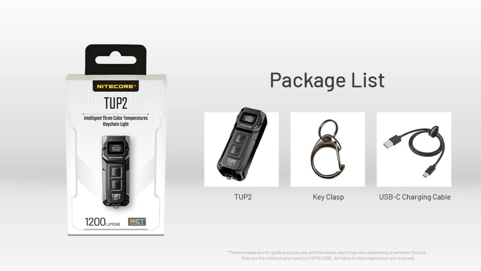 Nitecore TUP2 MCT Rechargeable Keychain EDC Lithium Ion 1200 Lumens LED Flashlight, Black, 6952506409501