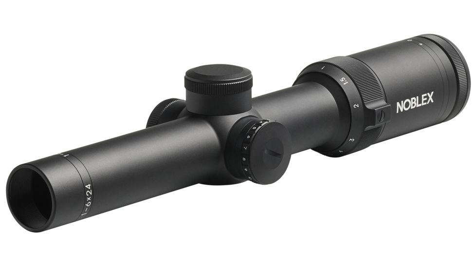 Noblex-Docter Optics Vector Rifle Scope, 1-6x24mm, 30mm Tube, Second Focal Plane, 1/4 MOA, MilDot Reticle, Black, 56438
