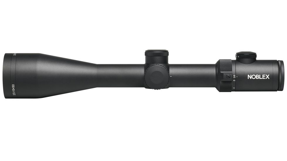 Noblex-Docter Optics Vector Rifle Scope, 2.5-15x50mm, 30mm Tube, Second Focal Plane, 1/4 MOA, MilDot Reticle, Black, 56428
