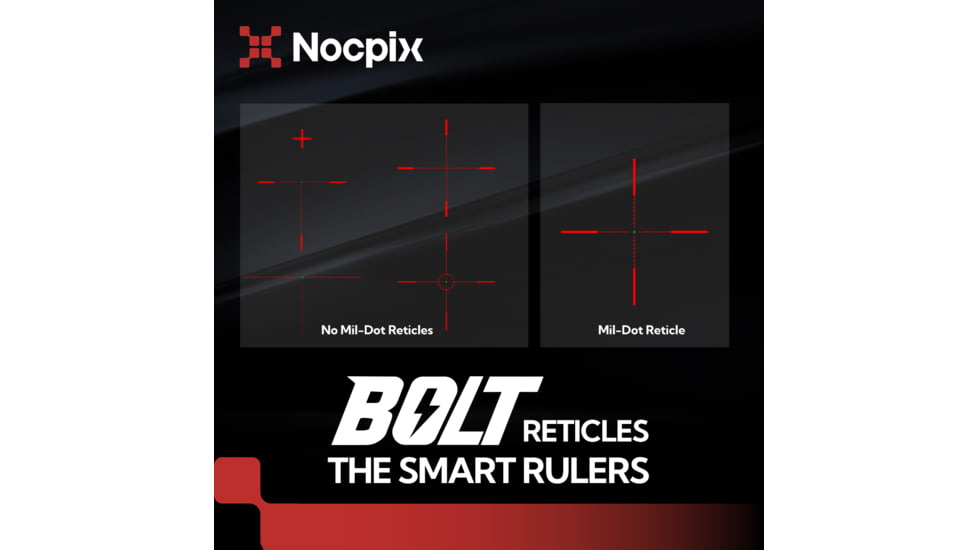 NOCPIX BOLT P25R 3.5x25mm 30mm Tube Thermal Imaging Rifle Scope, 50 Hz, 256x192, Black, BOLT-P25R