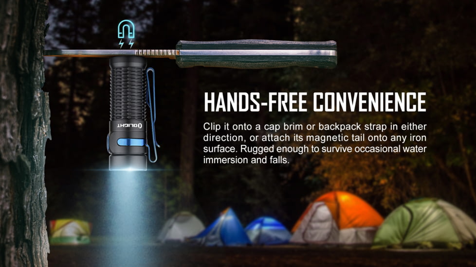 Olight Baton 3 Rechargeable EDC LED Flashlight, Cool White, 1200 Lumens, Black, FL-OL-BATON3-BK
