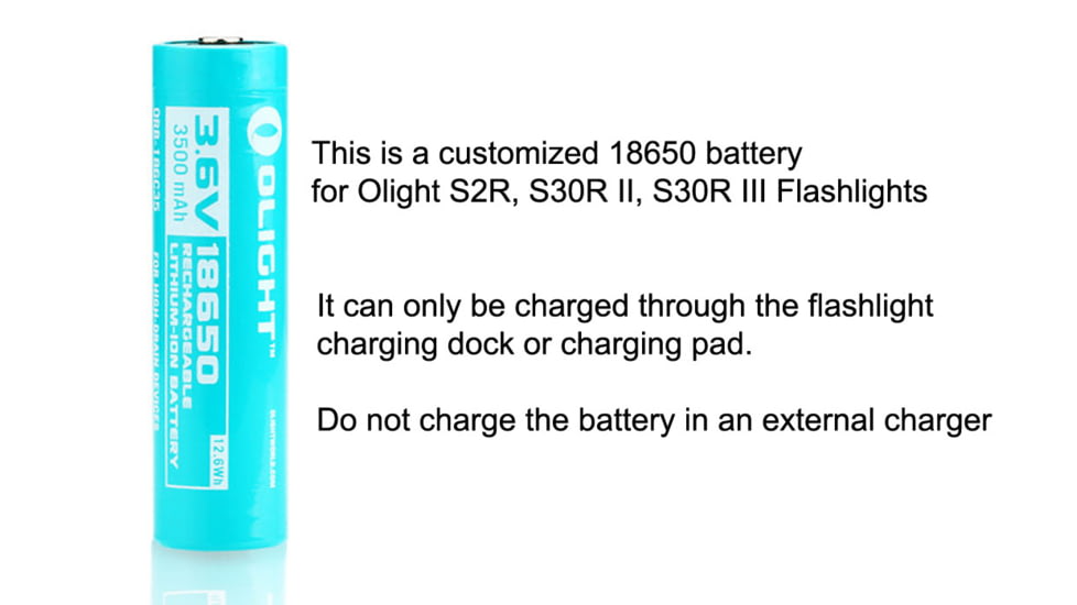 Olight Customized 3500mAh 18650 For S2R, H2R, S30R Lights - High Capacity Protected Rechargeable Battery, Teal, BAT-18650-3500C-OL