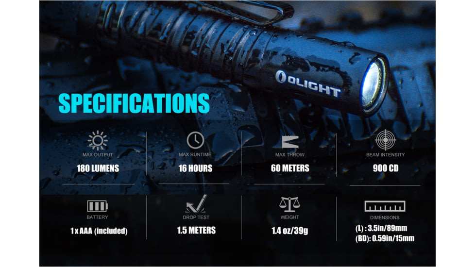 Olight I3T Dual-Output Slim EDC LED Flashlight, Black, FL-OL-I3T