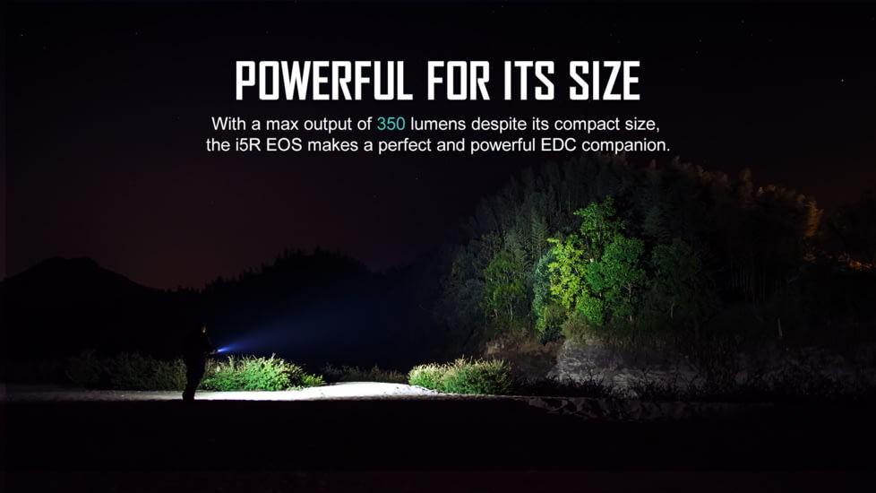 Olight i5R EOS EDC LED Flashlight, Cool White, 350 Lumens, Black, FL-OL-I5R