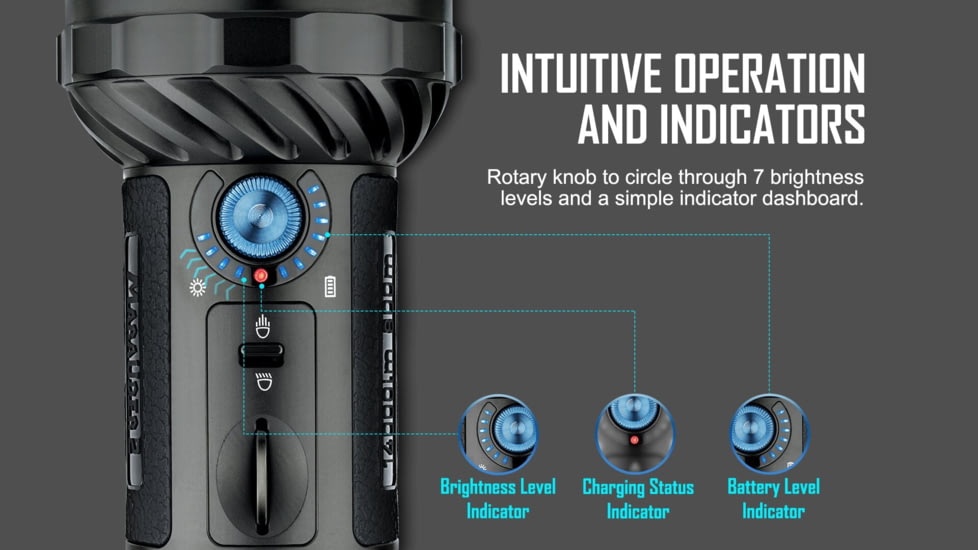 Olight Marauder 2 Long Throw Rechargeable LED Flashlight, Cool White, 14000 Lumens, Black, FL-OL-MARAUDER2-BK
