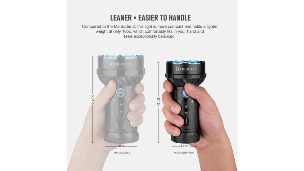 Olight Marauder Mini, Rechargeable Hand, held Flashlight, RGB Light, 7,000 Lumens, Black, MARAUDERMINI