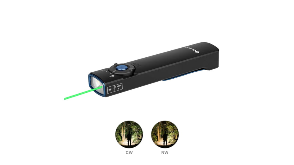 Olight Olight Arkfeld 1000 Lumen Rechargeable EDC Flashlight &amp; Green Laser, Black, FL-OL-ARKFELD-CWBK