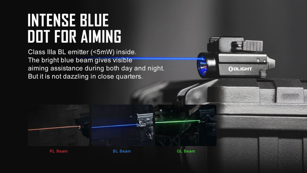 Olight Olight Baldr S BL 800 Lumen Tactical Flashlight with Blue Laser Sight, Black, FL-OL-BALDRS-BLUE-BK