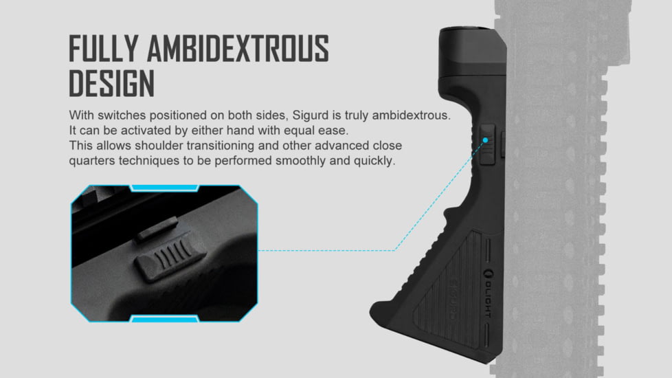 Olight Olight Sigurd Black Angled Foregrip with Built-in 1450 Lumen Rechargeable Tactical Flashlight, Black, FL-OL-SIGURD-BK