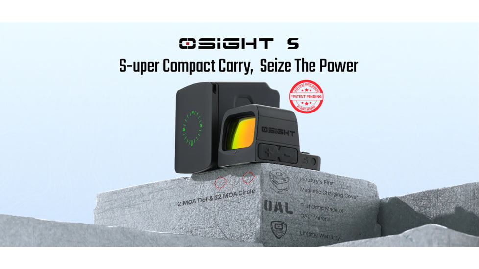 Osight S 1x17-21mm Reflex Red Dot Sight, 2 MOA Dot, Black, Osight S