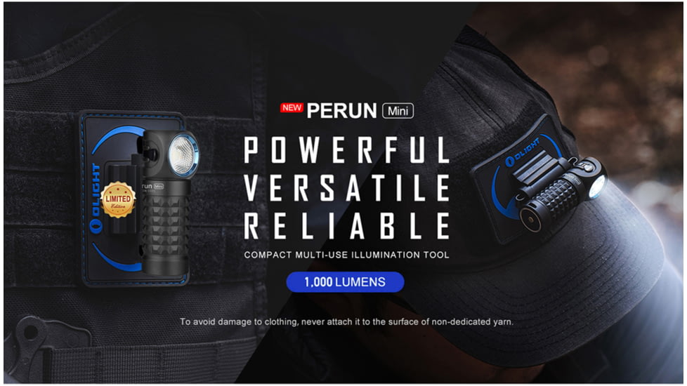 Olight Perun Mini Rechargeable LED Headlamp, Cool White, 1000 Lumenss, Black, FL-OL-PERUN-MINI-BK+HB3