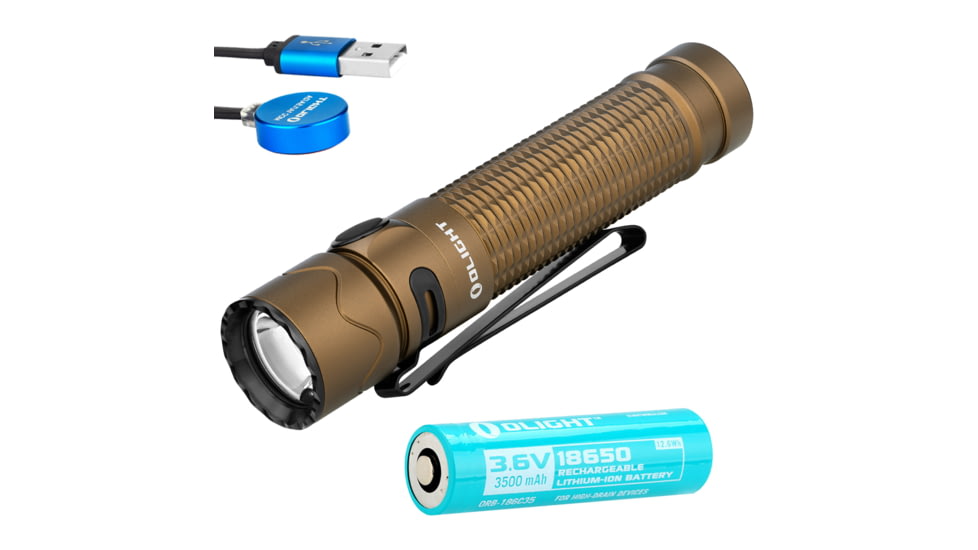 USED Olight Warrior Mini 2 Rechargeable EDC LED Flashlight, 1750 Lumens, Tan, FL-OL-WARMINI2-TN, EDEMO1
