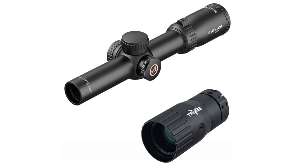 Athlon Optics Midas BTR Gen2 Rifle Scope, 1-6x24mm, 30mm Tube, Second Focal Plane, Illuminated ATSR3 Reticle, Black, 213013 w/ Trybe Optics Enhancer - Magnification Doubler