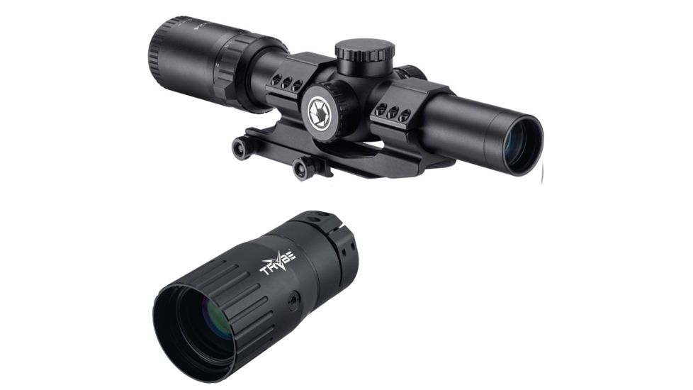 Barska SWAT 1-8x 24mm HRS .223 BDC Rifle Scope, Black, Small, AC13326 w/ Trybe Optics Enhancer - Magnification Doubler