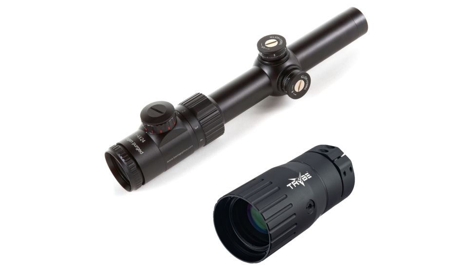 OP Exclusive - Bering Optics Hunting Series 1-4x24 Telescopic Rifle Scope, Black, BE55424 w/ Trybe Optics Enhancer - Magnification Doubler